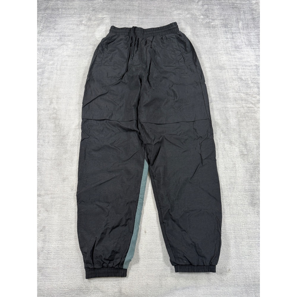 Adidas Track Pants Womens XS Black Primegreen Joggers Crinkle Nylon Mesh Lined